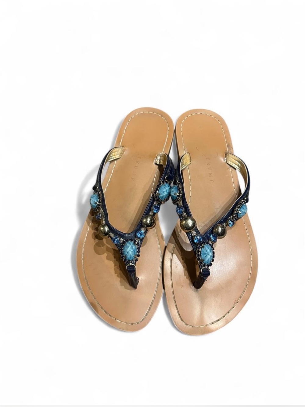 Ivanka Trump Blue and silver beaded flip flops with blue and silver beads #bead